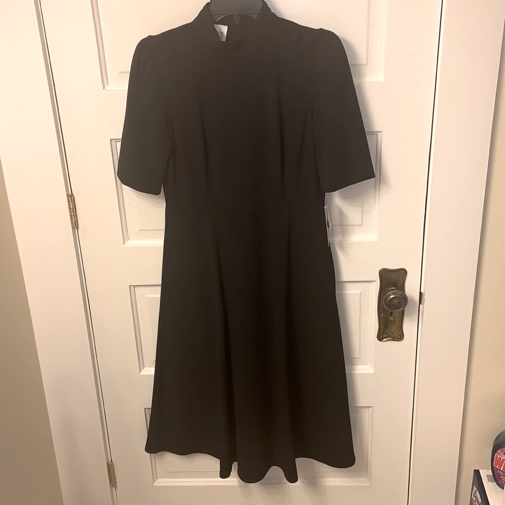 Donna Morgan dark navy mock neck dress